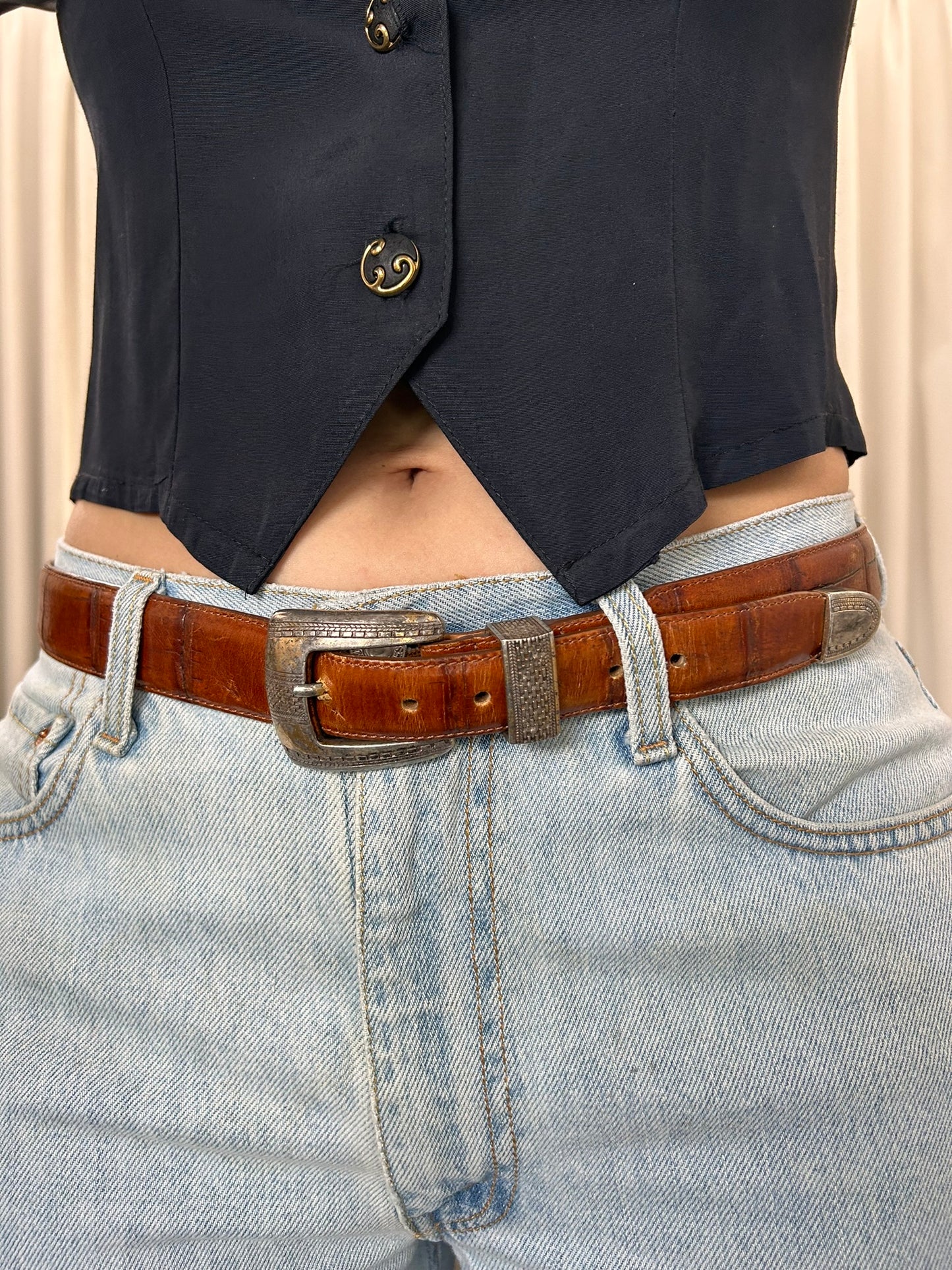 Cognac Crocodile Belt